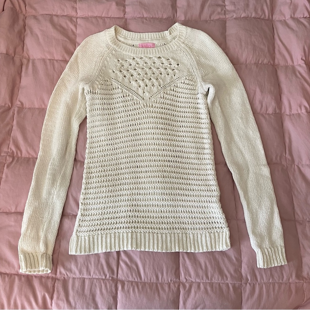 Lilly Pulitzer Cream Cable Knit Cotton Sweater